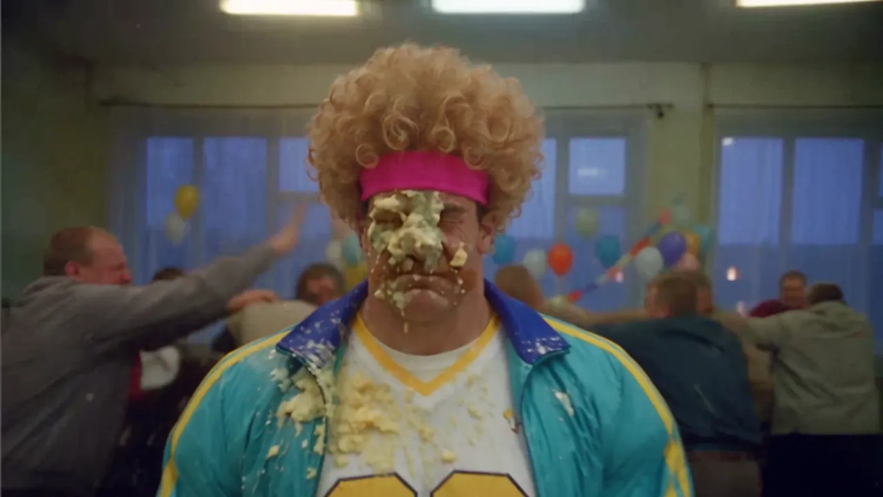 Mr. Gonner with cake all over his face at the staff party.